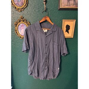 Fayettechill Mens Medium Blue Lyocell Organic Cotton Button Up Shirt